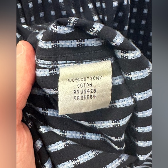 Bugatchi Shaped Fit Large Long Sleeve Shirt - Blue Squares Pattern - Picture 2 of 9